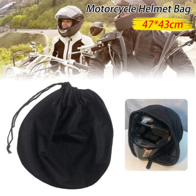 Motorcycle Helmet Bag, 18.5" x 17" Helmet Bag with Drawstring, Large Capacity Dustprood Lightweight Travel and Storage Backpack, Fits Full Face Helmets