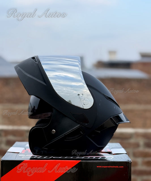 SuperAir 902 plain Matt Black Helmet smart shape with Spoiler DOT certified Helmet SP902