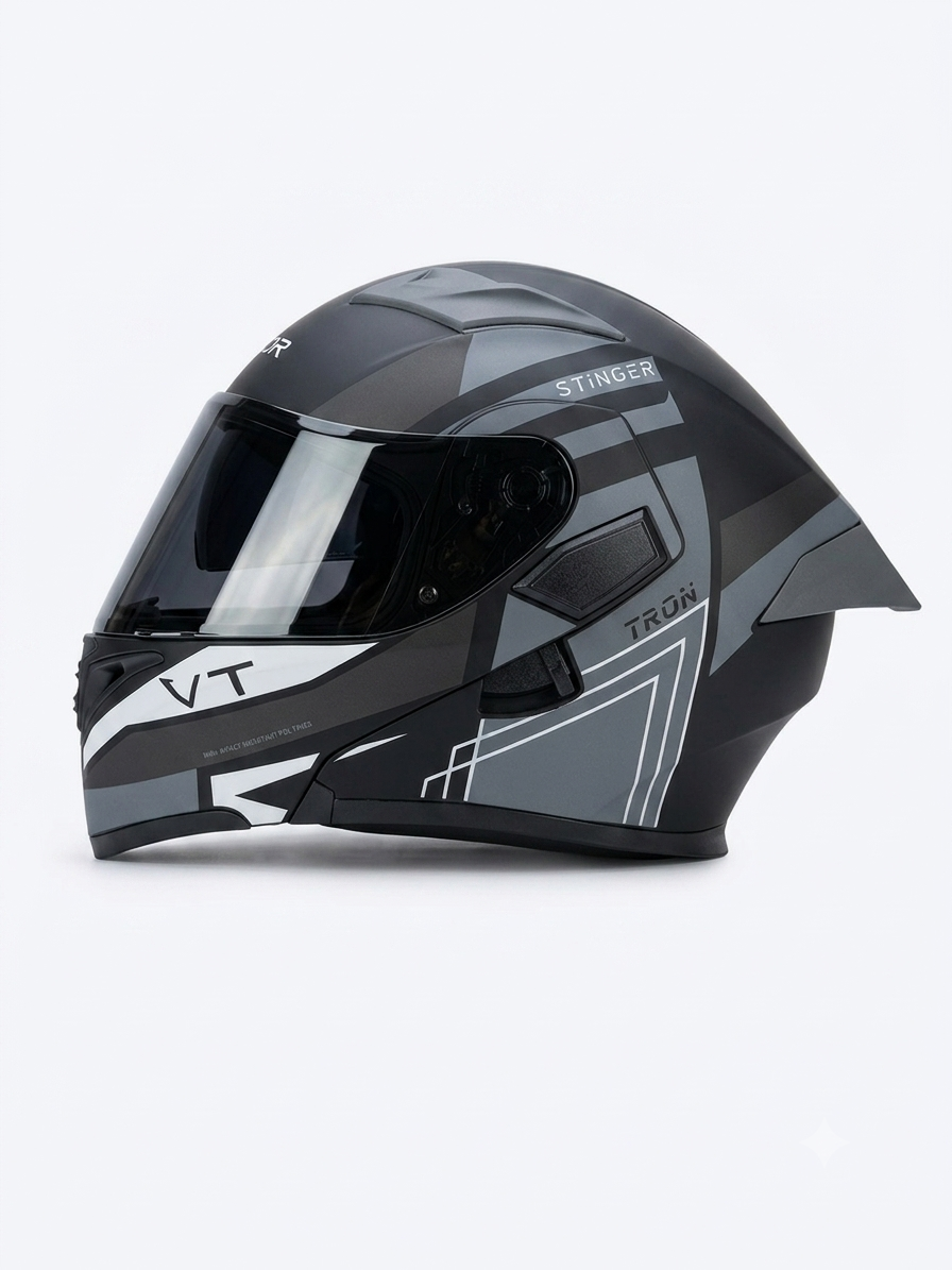 Vector 254 Prime Matt Black Grey with Polarise Visor  DOT certified Helmet Modular helmet