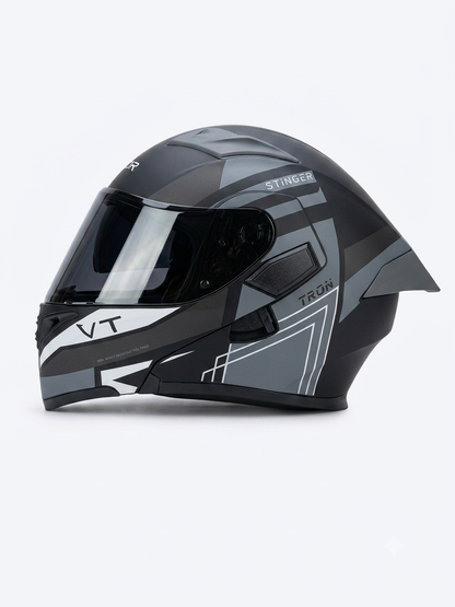 Vector 254 Prime Matt Black Grey with Polarise Visor  DOT certified Helmet Modular helmet