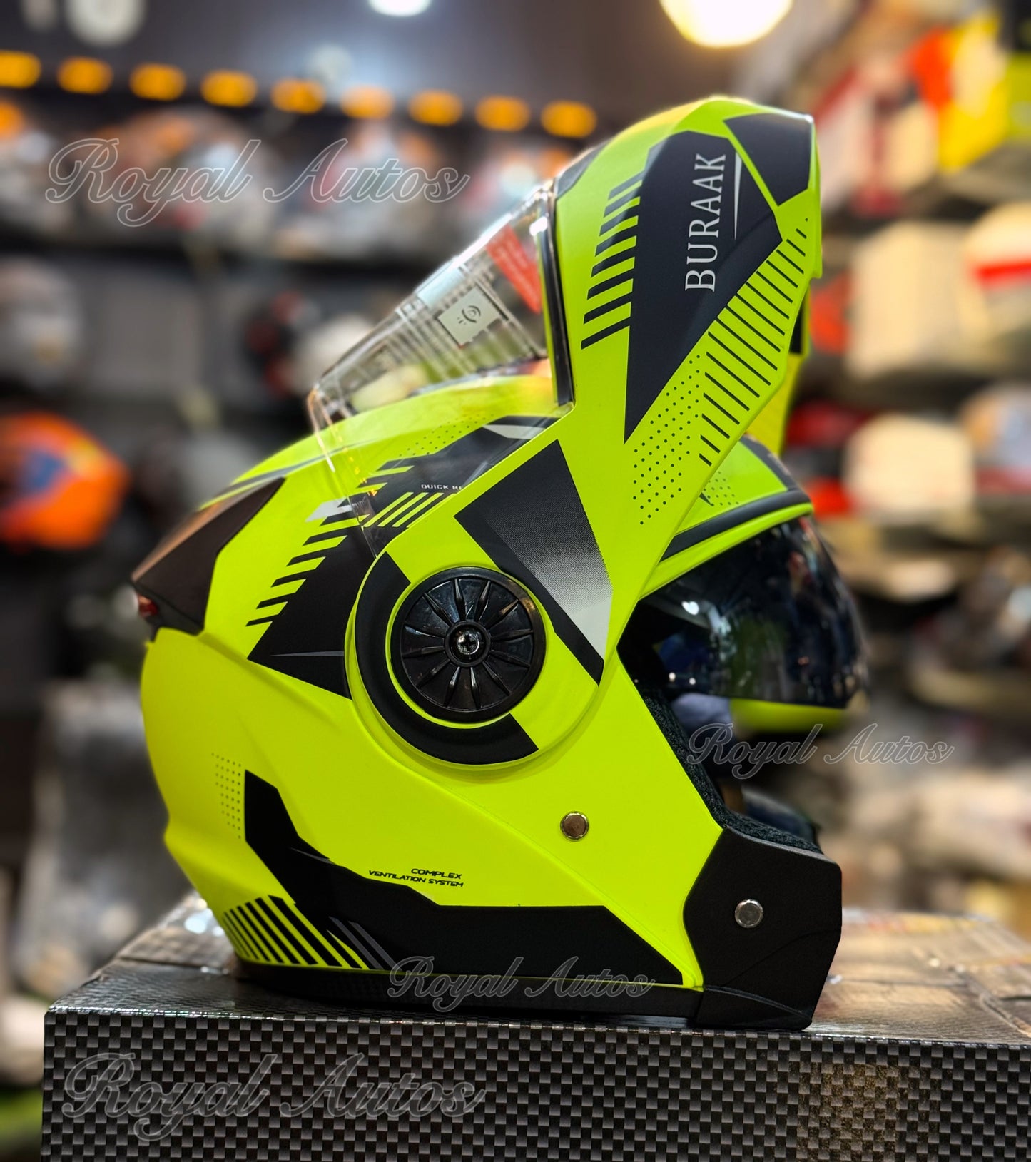 Burrak 107 Flip up Helmet in washable padding , Duel visor , No reflection visor