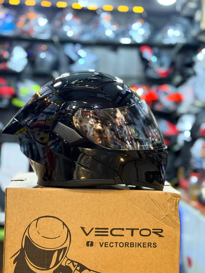 Vector 254 Prime Gloss Black  with Polarise Visor  DOT certified Helmet Modular helmet