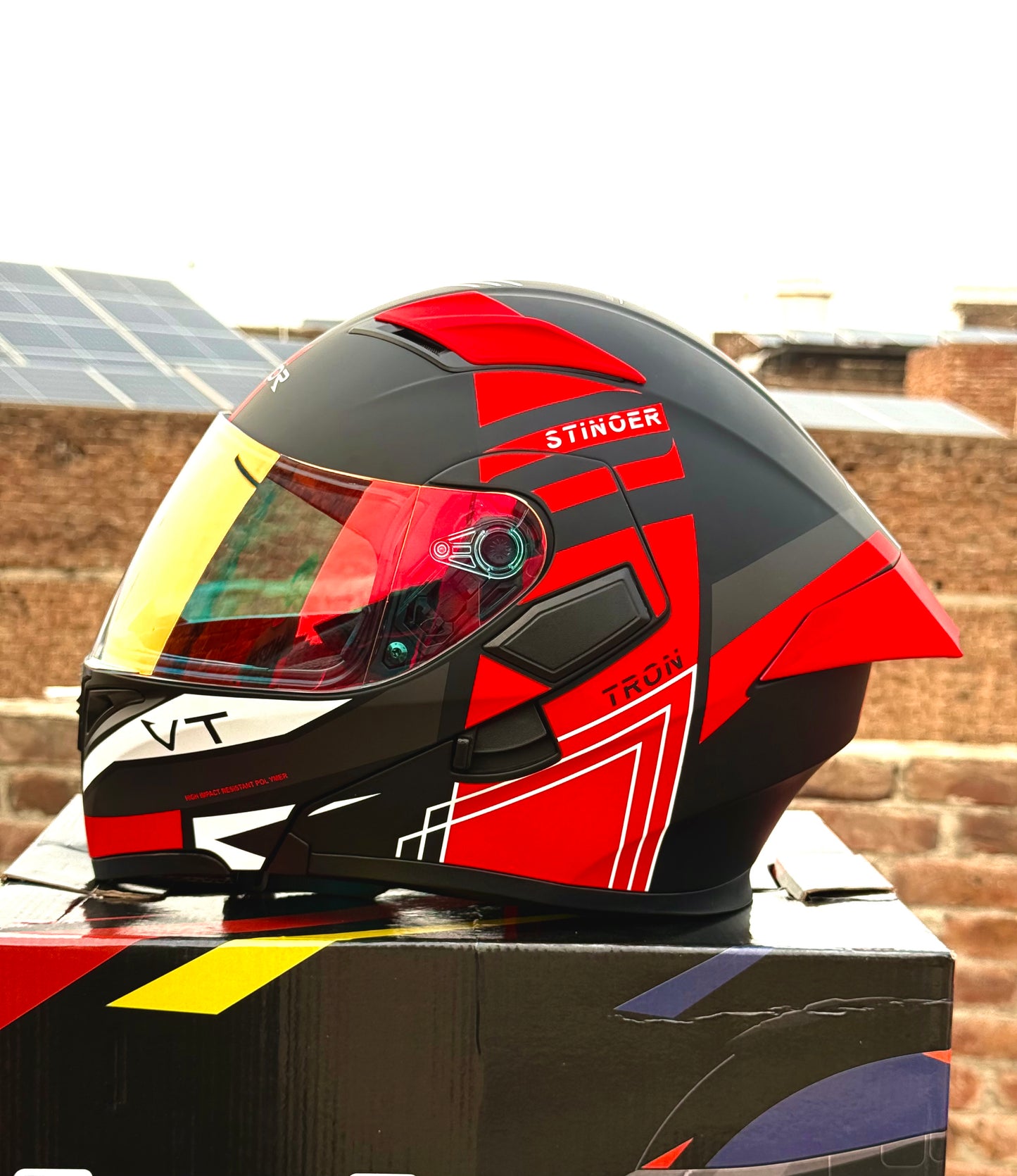 Vector 254 Prime Red  with Polarise Visor  DOT certified Helmet Modular helmet
