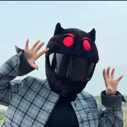 Motorcycle Helmet Cover - Cartoon Plush Motorcycle Helmet Cover - Great Eye-catcher, Motorcycle Helmet Accessories, Against Dust, Scratches, Shocks, for Outdoor Personalised Full Helmet Cover