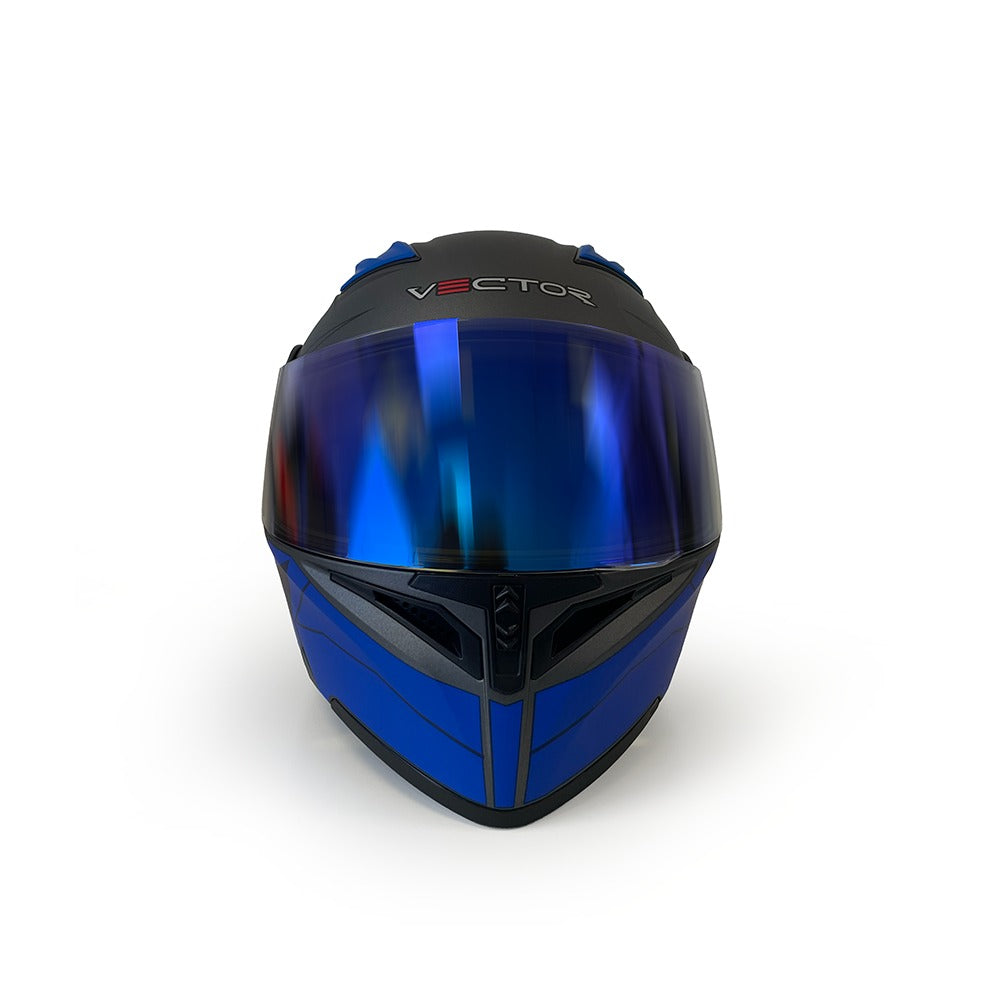 Vector 254 Prime Blue Monster with Polarise Visor  DOT certified Helmet Modular helmet