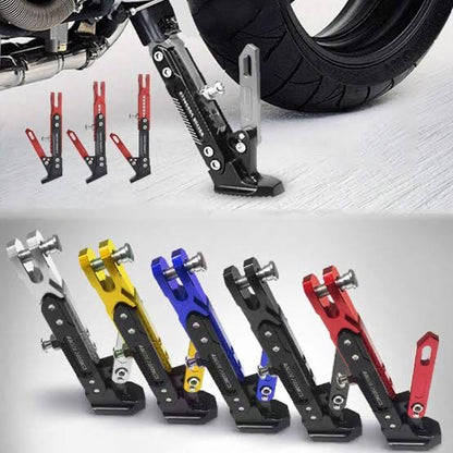 Universal Adjustable Aluminum Alloy Motorcycle Foot Side Support Stand Black