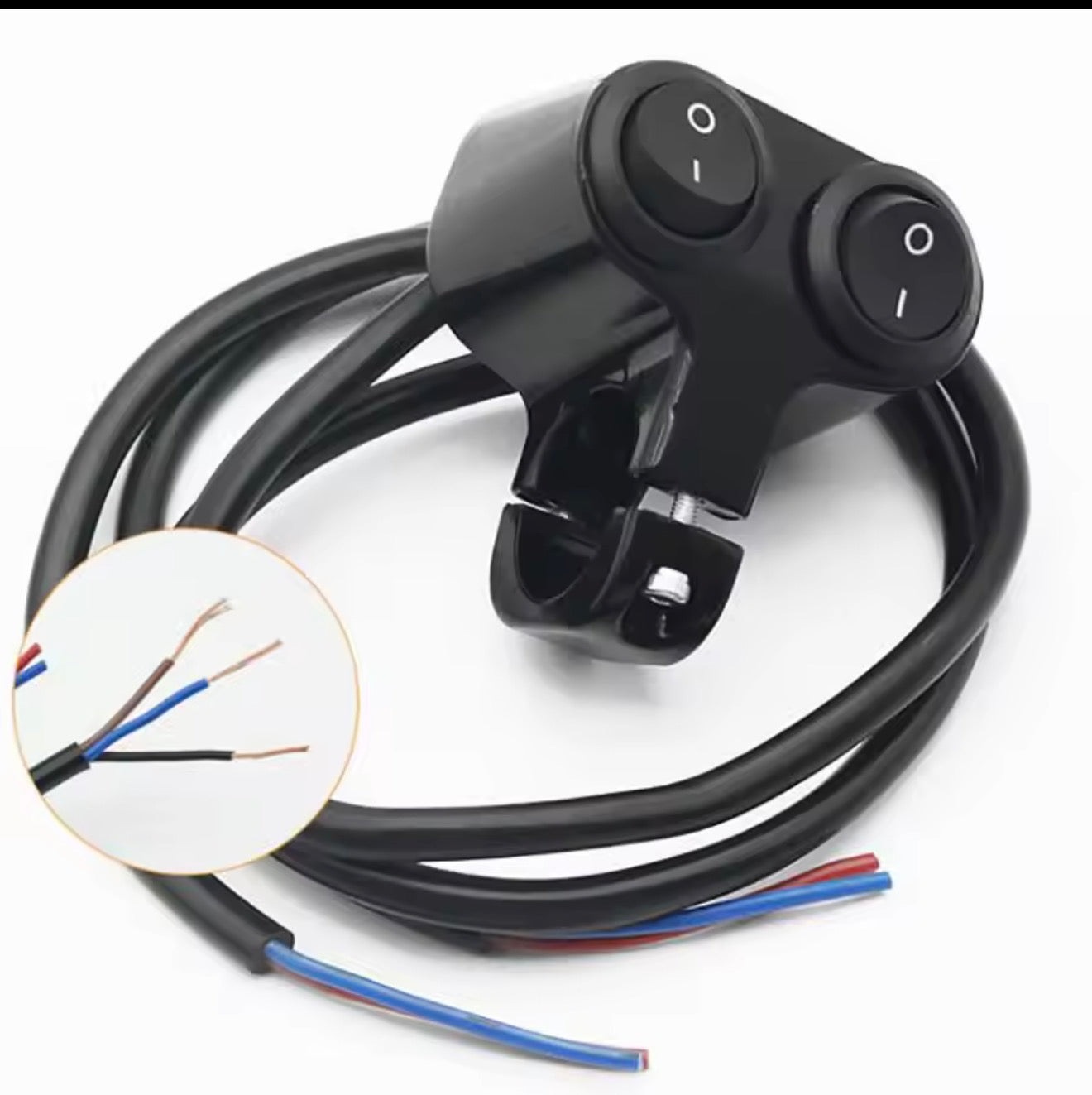 Motorcycle Handlebar 12V Headlight Switch Dual Button Control Waterproof 3-Wire Spotlight Switch Tricycle Headlight  Horn Switch