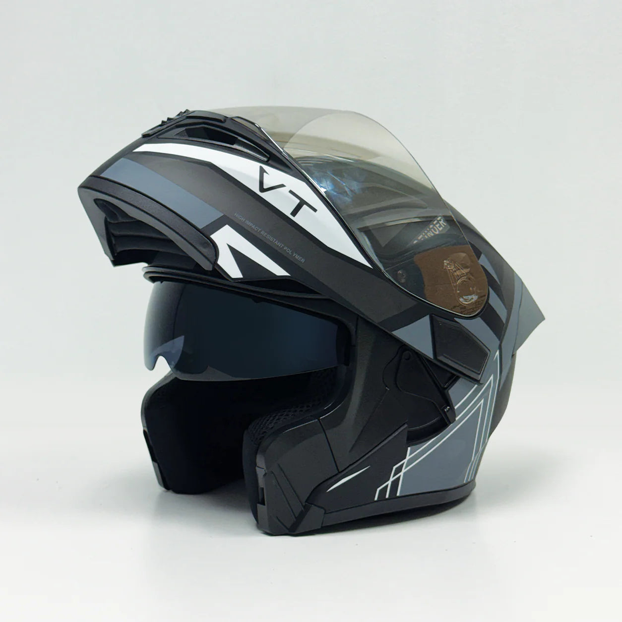 Vector 254 Prime Matt Black Grey with Polarise Visor  DOT certified Helmet Modular helmet