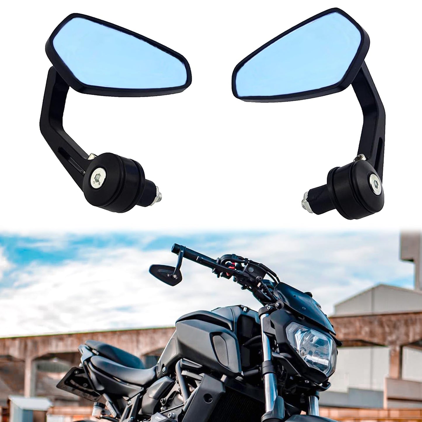 Universal Motorcycle Handlebar End Mirror Diamond Shape Motorcycle Side Mirror