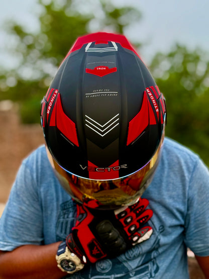 Vector 254 Prime Red  with Polarise Visor  DOT certified Helmet Modular helmet