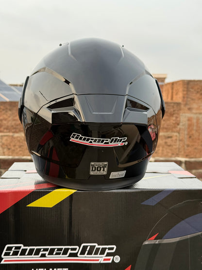Superair 918 Pro Gloss Black DOT Certified Flip-Up Motorcycle Helmet – Dual Visor | Polarized Visor | Sports Helmet