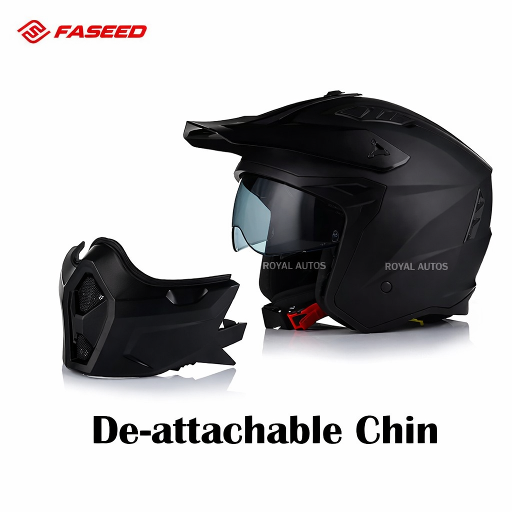 FASEED helmet Fs X1 X Commuter Matt Black 3in1 Experience Removeable Chin Full Face Half Face X-Trak Motorcycle