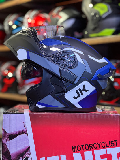 Jiekai JK 902 with Waterproof Bluetooth  – DOT Certified – Flip Up – Dual Visor – Built In Spoiler – Ventilation – Bluetooth Ready