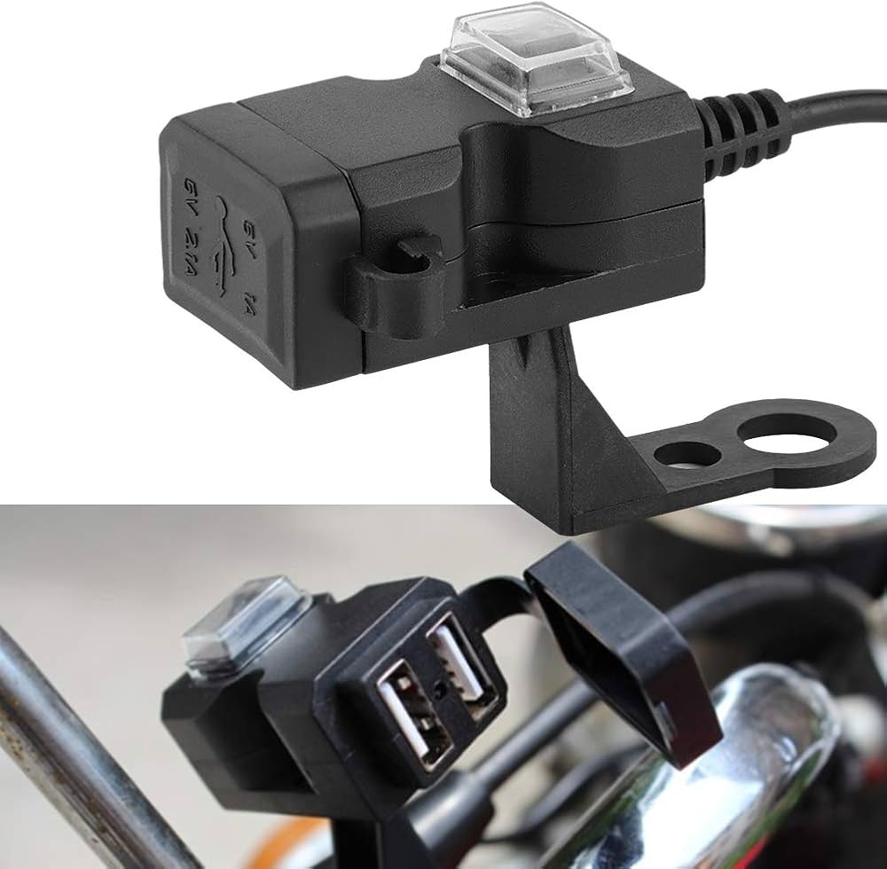 Mobile Charger MC07 – 2 Charging Port 1A & 2.1A – Handle & Mirror Mount – On/Off Button & LED