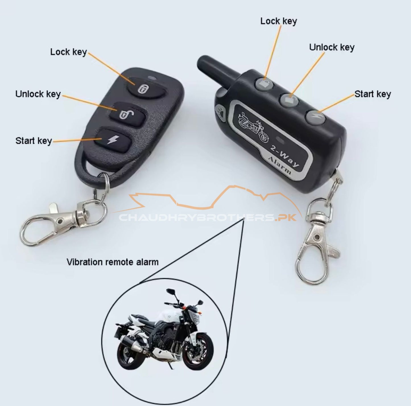 Motorcycle Two 2 Way Security Alarm System Anti-theft Remote Control Waterproof Kit with Vibration Remote
