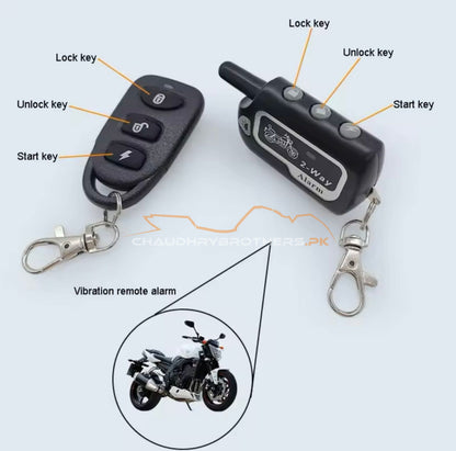 Motorcycle Two 2 Way Security Alarm System Anti-theft Remote Control Waterproof Kit with Vibration Remote