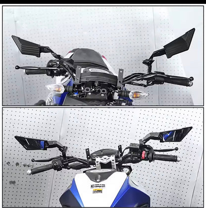Wing mirrors metal body with  every bike fitting . Motorcycle Side View Mirror Wings Rearview Mirror Rotatable Aluminum Side Mirrors 8/10mm Motorcycle Universal Accessories
