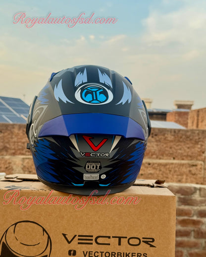 Vector 254 Prime Blue Monster with Polarise Visor  DOT certified Helmet Modular helmet