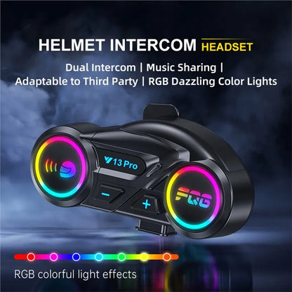 Y13 Pro Motorcycle Helmet With Wireless Headphones 500M Intercom Version, Equipped With BT5.4+BT5.4 Dual-Core Bluetooth Chip, RGB Lighting Effects, IP56 Waterproof And Dustproof, Built-In Intercom Indicator, Supports Cross-Brand Intercom, Intercom Distanc
