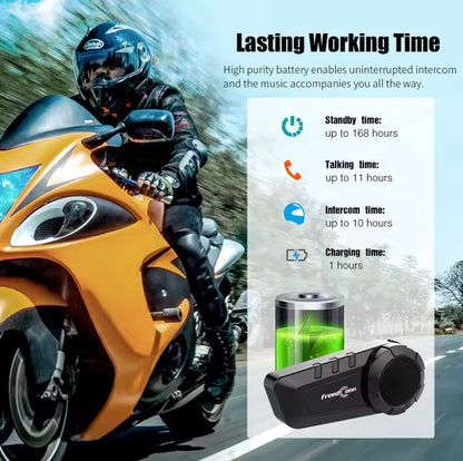 Freedconn KY Pro Bluetooth Helmet Headset Motorcycle Intercom BT 5.0 headphones 6 Riders 1000M Moto Group Waterproof Interphone