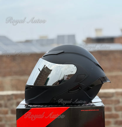 SuperAir 902 plain Matt Black Helmet smart shape with Spoiler DOT certified Helmet SP902