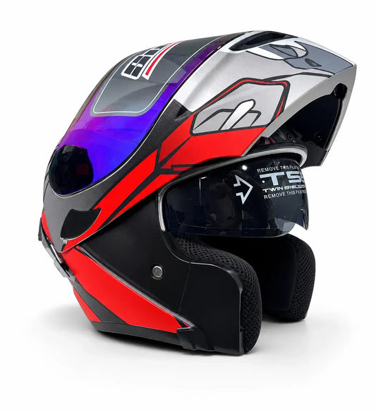 SuperAir 902 Titus Matt Black in multi visor Helmet smart shape with Spoiler DOT certified Helmet SP902