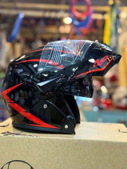 Qike DOt certified Flip up Helmet Motorcycle Helmet , Duel Visor washable padding