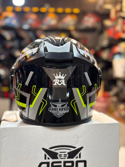 Aero Shield Flip up Helmet in washable padding , Duel visor , No reflection visor