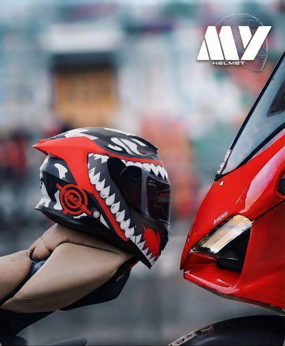 MY HELMET FF 950 ECE 22.06 Certified Red Gloss Full-Face Motorcycle Helmet with Dual Visor