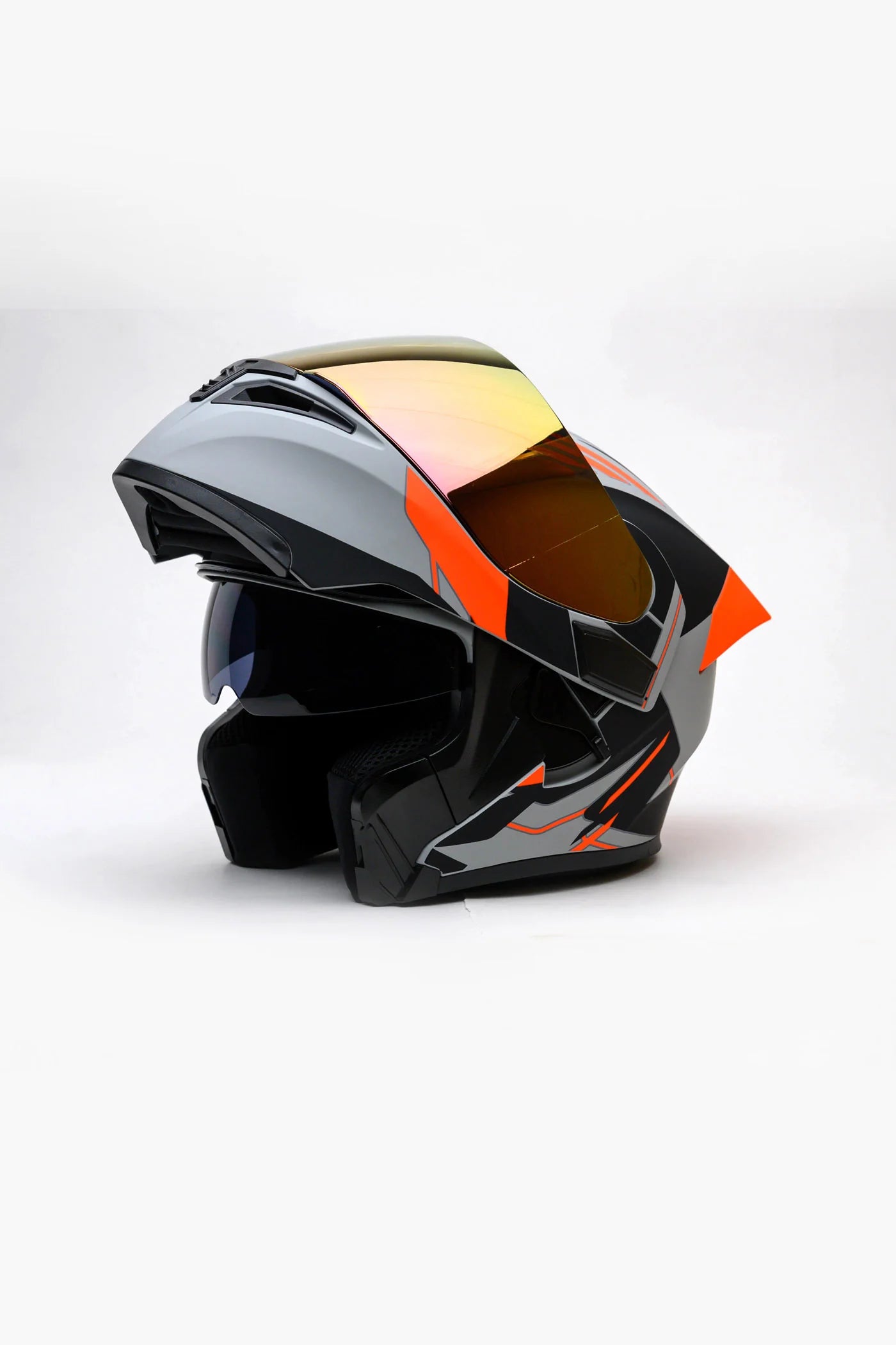 3 in 1 Deal Vector 254 Prime orange with Polarise Visor  DOT certified With Apex safety Gloves & Balaclava Mask  Super Deal for rider