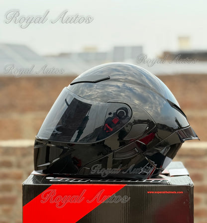 SuperAir 902 plain Glossy Black Helmet smart shape with Spoiler DOT certified Helmet SP902