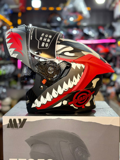 MY HELMET FF 950 ECE 22.06 Certified Red Matt Full-Face Motorcycle Helmet with Dual Visor