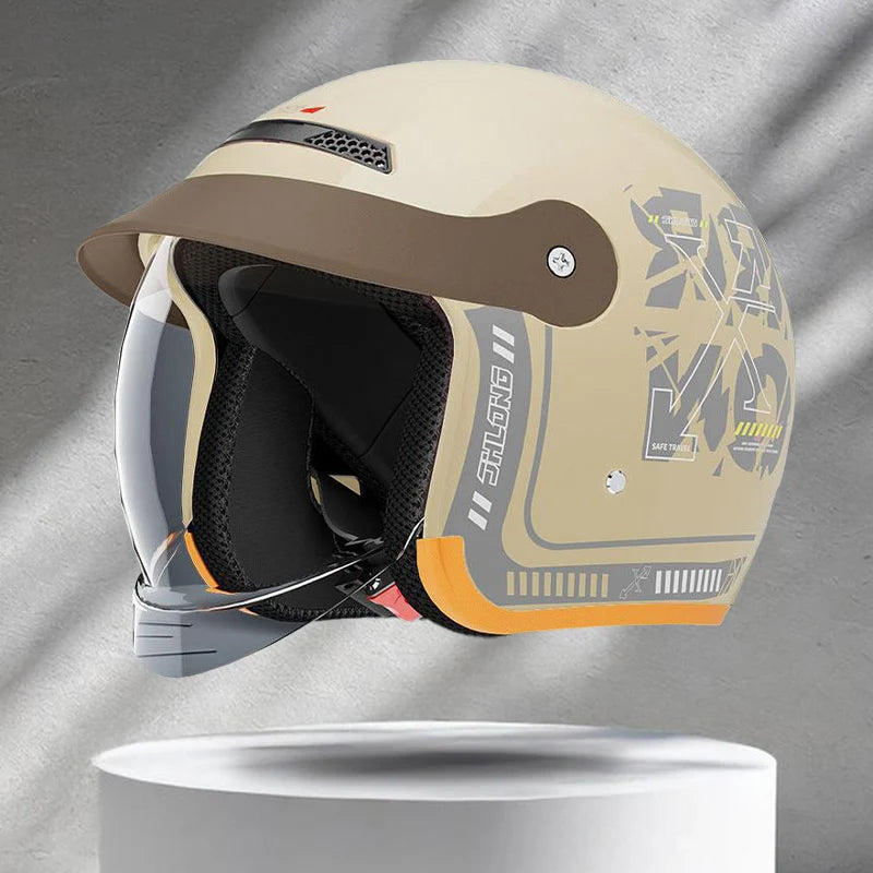 New Integrated Visor Motorcycle Helmet Windproof Unisex Half Helmet Electric Vehicle Helmet Electric Vehicle