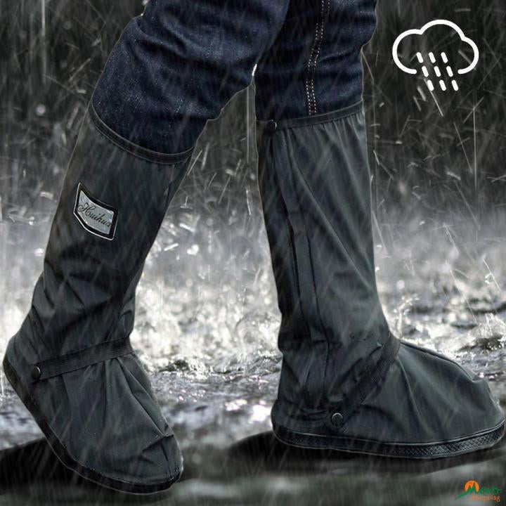 Waterproof Shoes Cover With Reflector Rain Snow Boots Black Reusable Covers For Motorcycle
