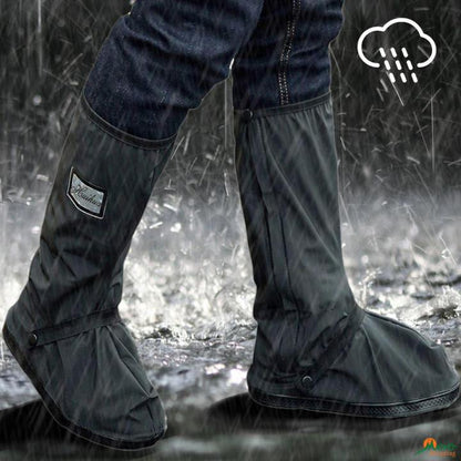 Waterproof Shoes Cover With Reflector Rain Snow Boots Black Reusable Covers For Motorcycle