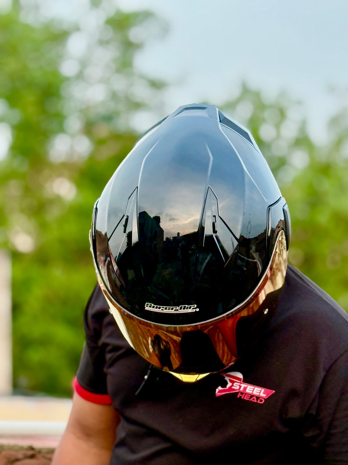 Superair 918 Pro Gloss Black DOT Certified Flip-Up Motorcycle Helmet – Dual Visor | Polarized Visor | Sports Helmet