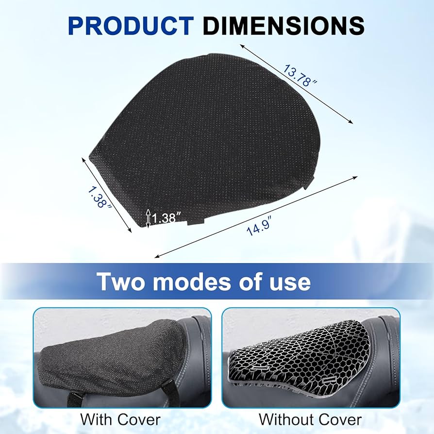 Universal Motorcycle Seat Cushion Cover Comfort Gel Pillow Pad Pressure Relief