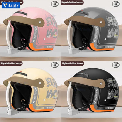 New Integrated Visor Motorcycle Helmet Windproof Unisex Half Helmet Electric Vehicle Helmet Electric Vehicle
