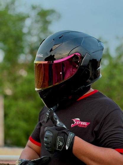 Superair 918 Pro Gloss Black DOT Certified Flip-Up Motorcycle Helmet – Dual Visor | Polarized Visor | Sports Helmet