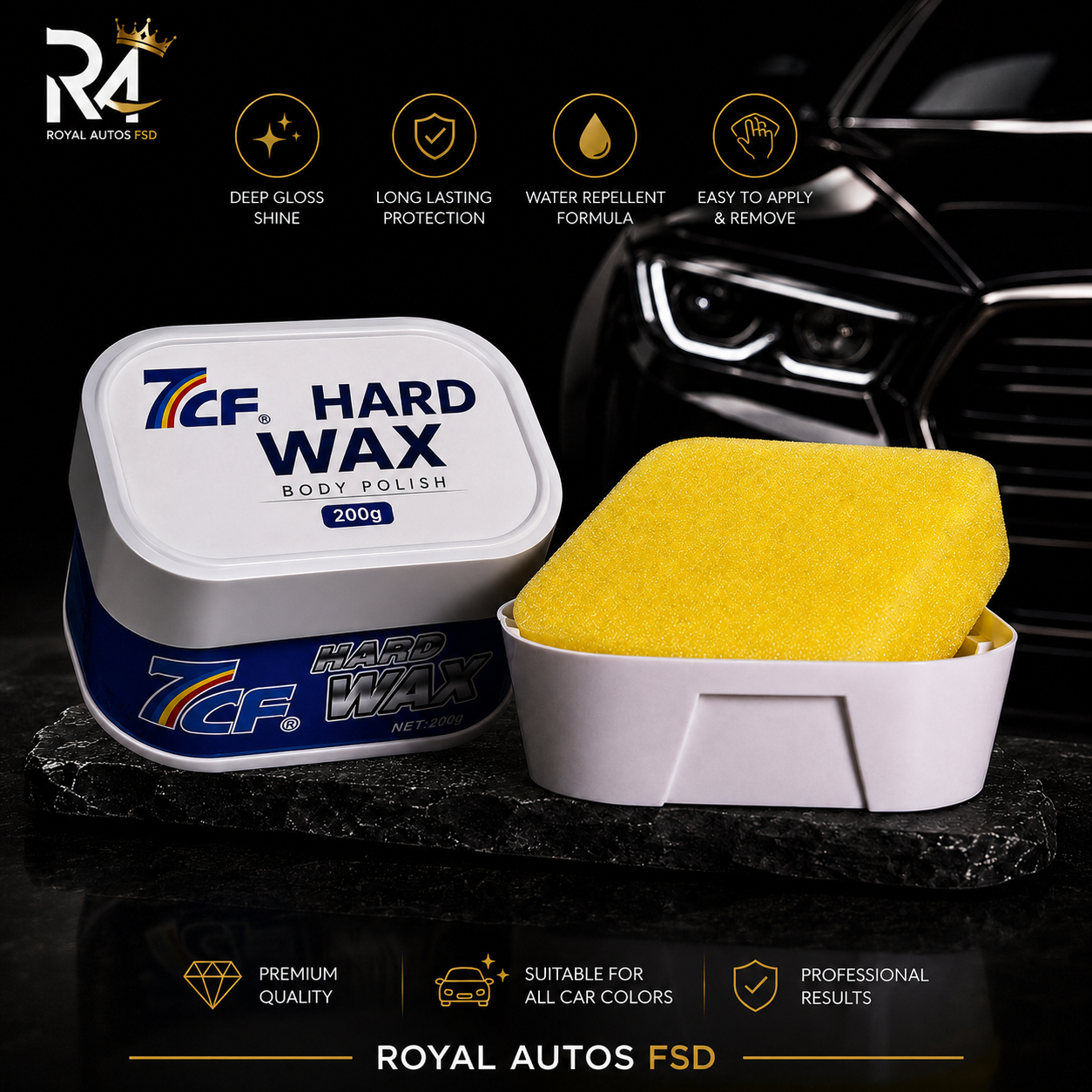 7CF Hard Wax Body Polish 200g – Premium Car Polish Wax | High Gloss, Water Repellent & Paint Protection