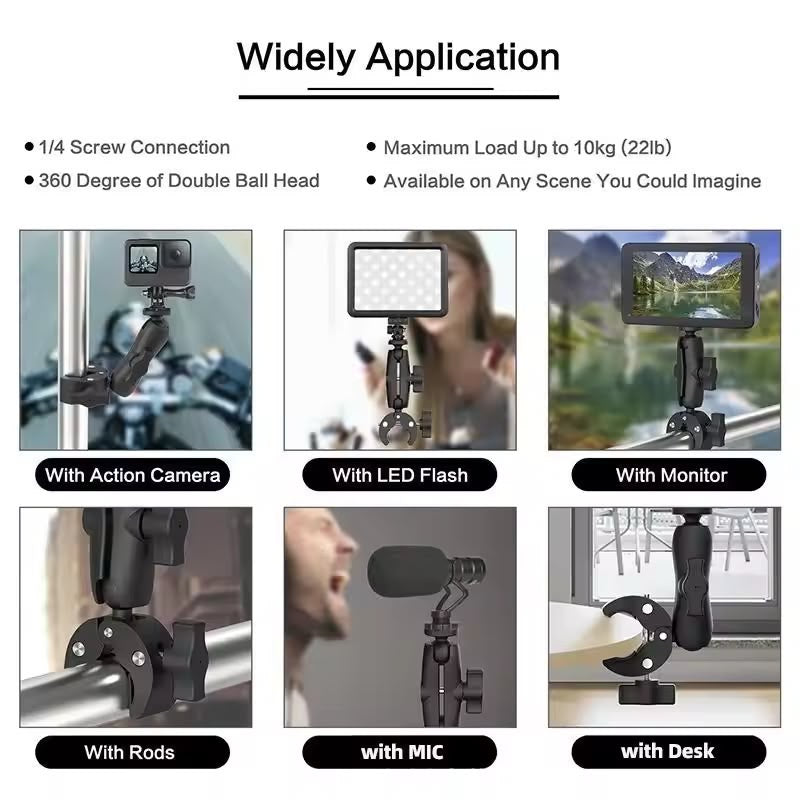 Motorcycle Bicycle Sports Camera Phone Holder Handlebar Mirror Mount Bracket For GoPro/DjI/Insta 360 Action Cameras/Phones