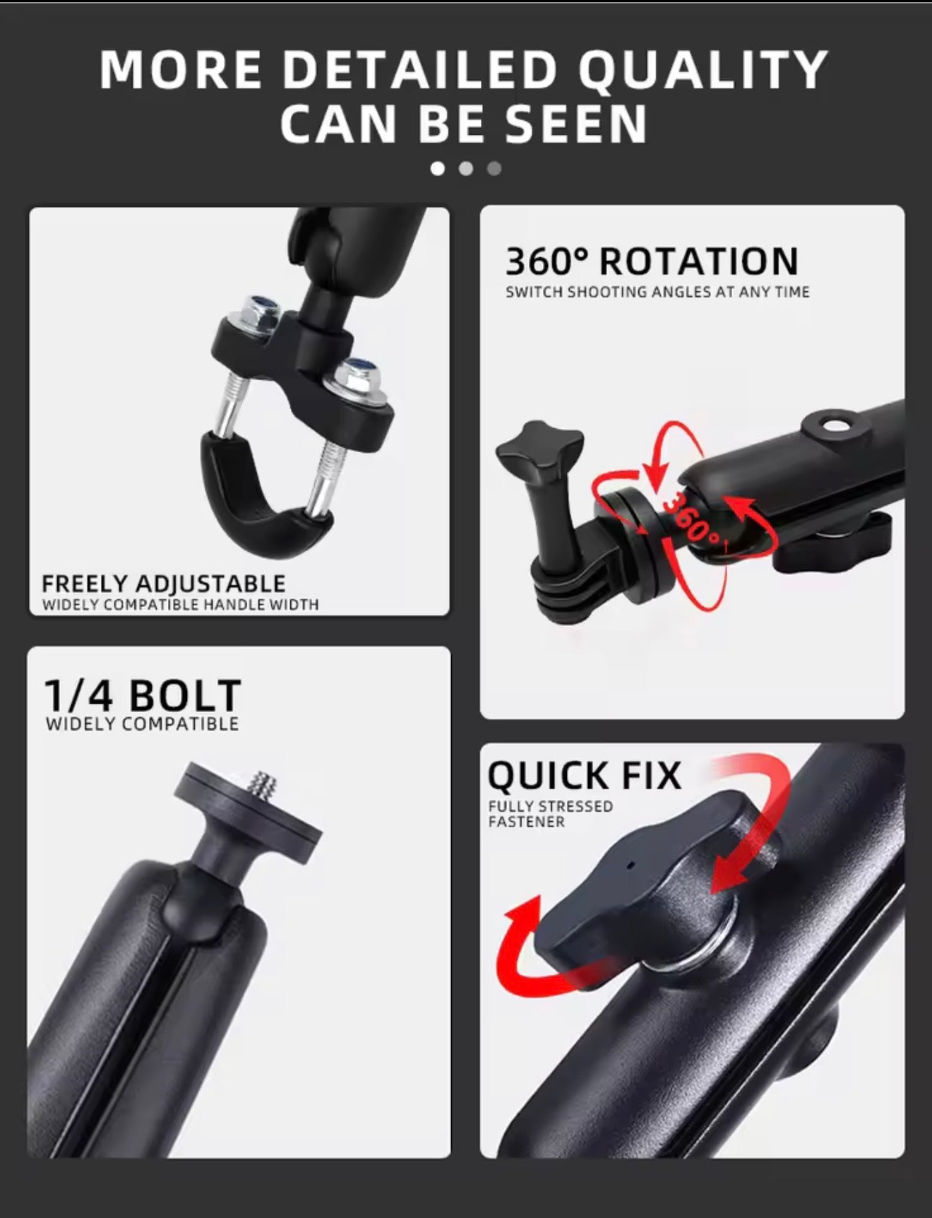 Motorcycle Bicycle Sports Camera Phone Holder Handlebar Mirror Mount Bracket For GoPro/DjI/Insta 360 Action Cameras/Phones