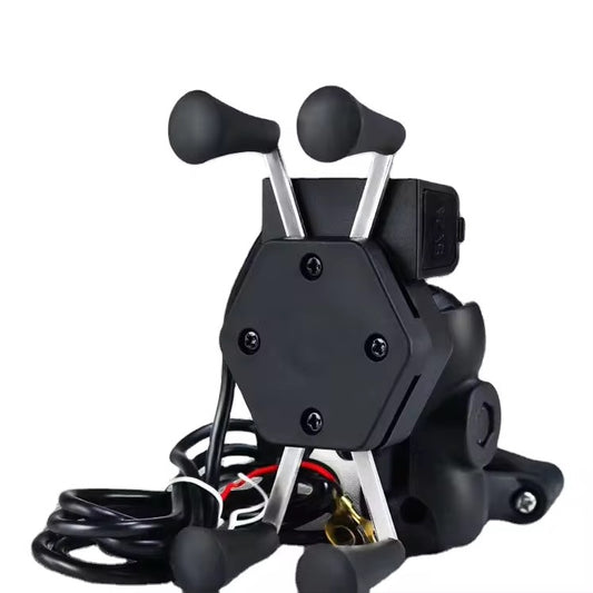 Gear Up X-Grip Premium Bike Mobile Charger & Phone Holder Version 2.0 for Hero HF Deluxe, (5V-2A Black)