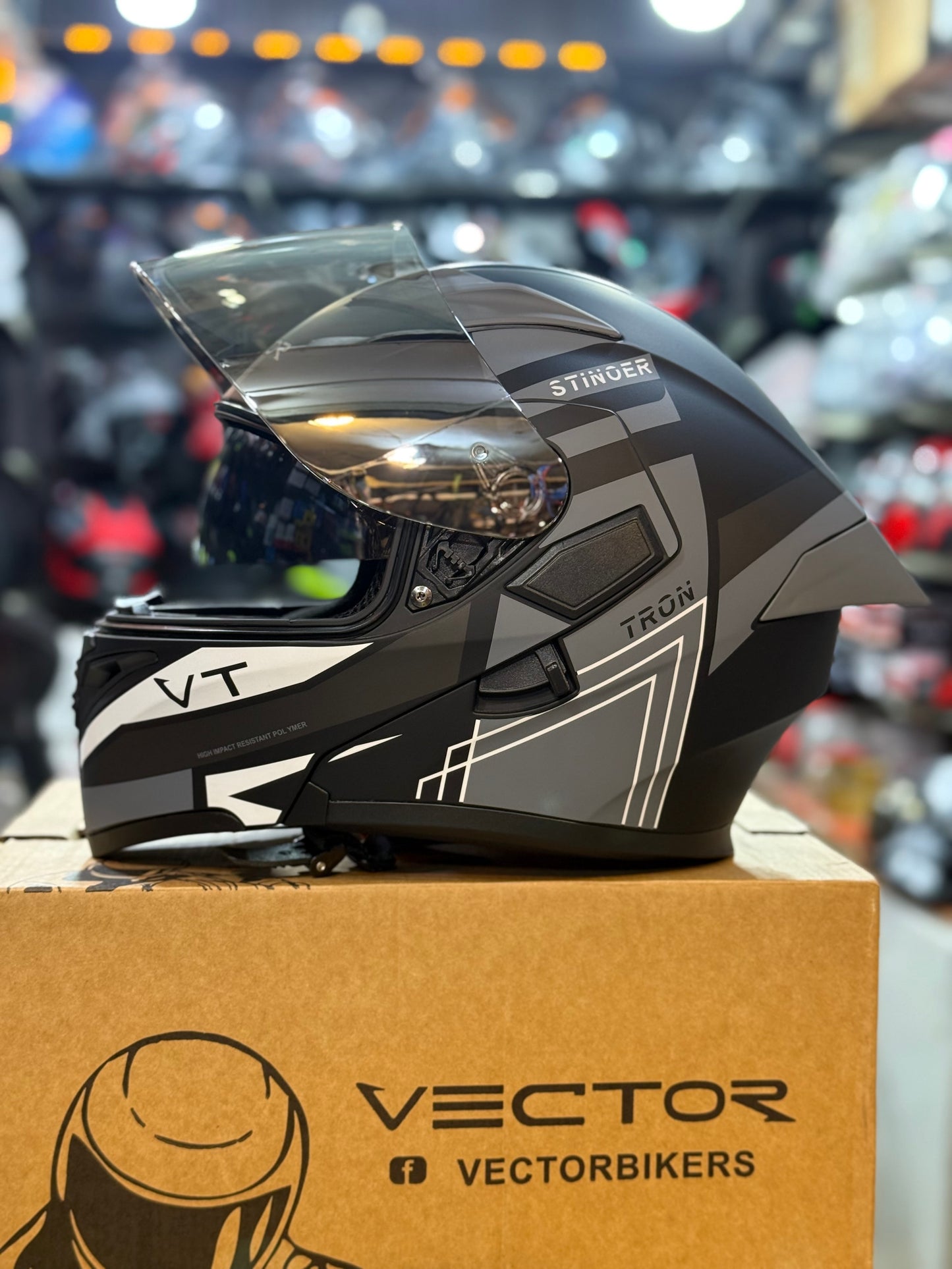 Vector 254 Prime Matt Black Grey with Polarise Visor  DOT certified Helmet Modular helmet