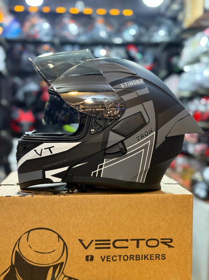 Vector 254 Prime Matt Black Grey with Polarise Visor  DOT certified Helmet Modular helmet