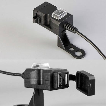 Mobile Charger MC07 – 2 Charging Port 1A & 2.1A – Handle & Mirror Mount – On/Off Button & LED