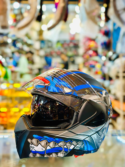Zain Flip up Helmet Duel visor with  washable padding