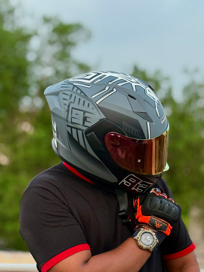 Superair 918 Pro Grey Aunt DOT Certified Flip-Up Motorcycle Helmet – Dual Visor | Polarized Visor | Sports Helmet