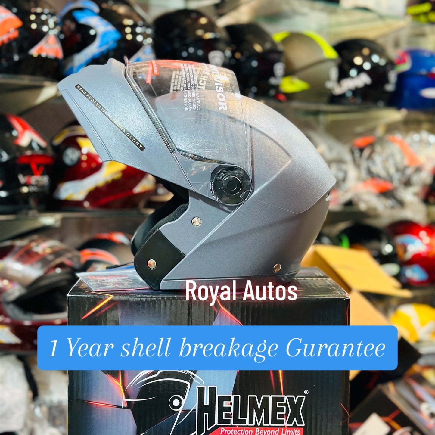 Helmex Helmet unbreakable with 1 year shell breakage guarantee flip up helmet