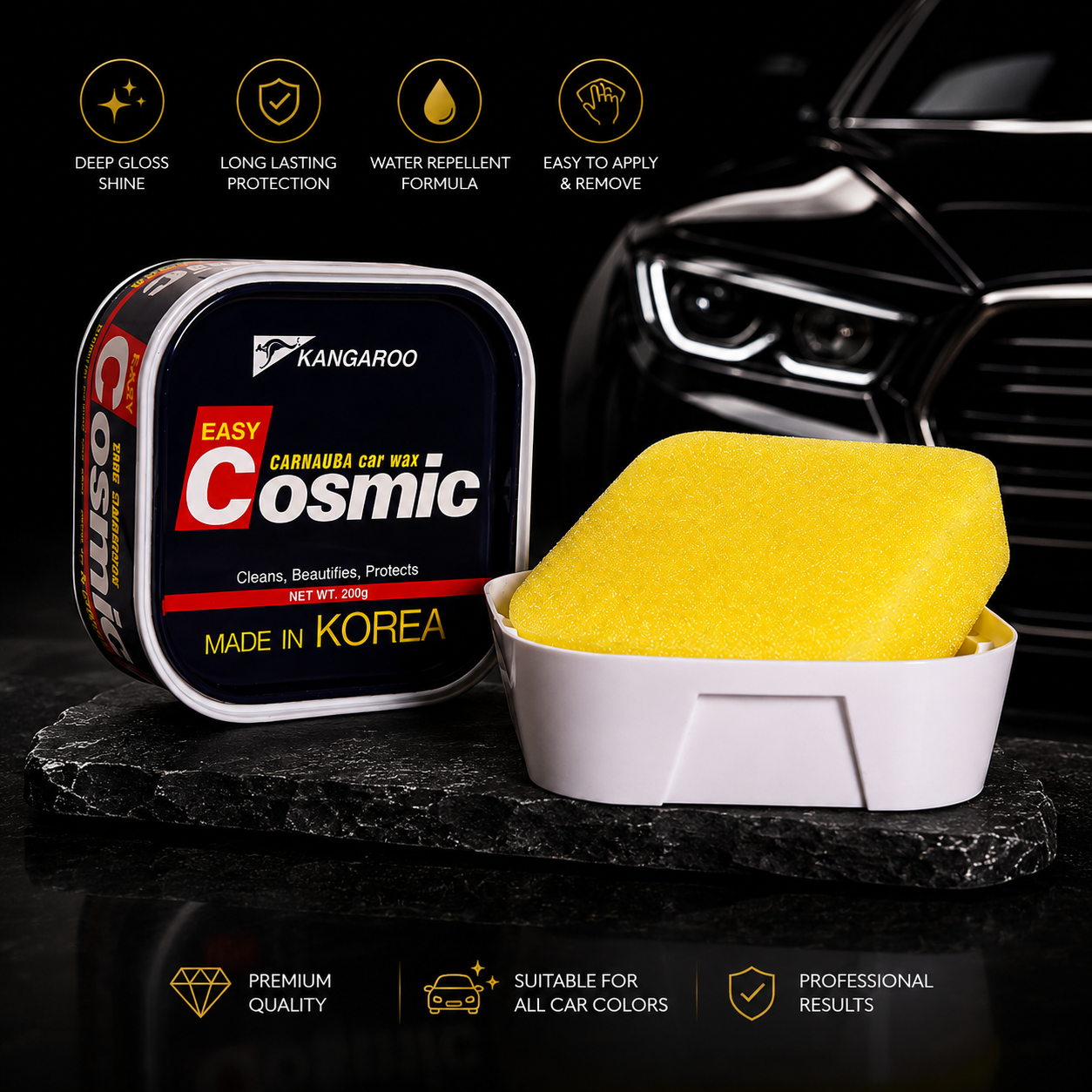 Kangaroo Cosmic Car & Bike Wax – Premium Carnauba Car Polish 200g | Made in Korea